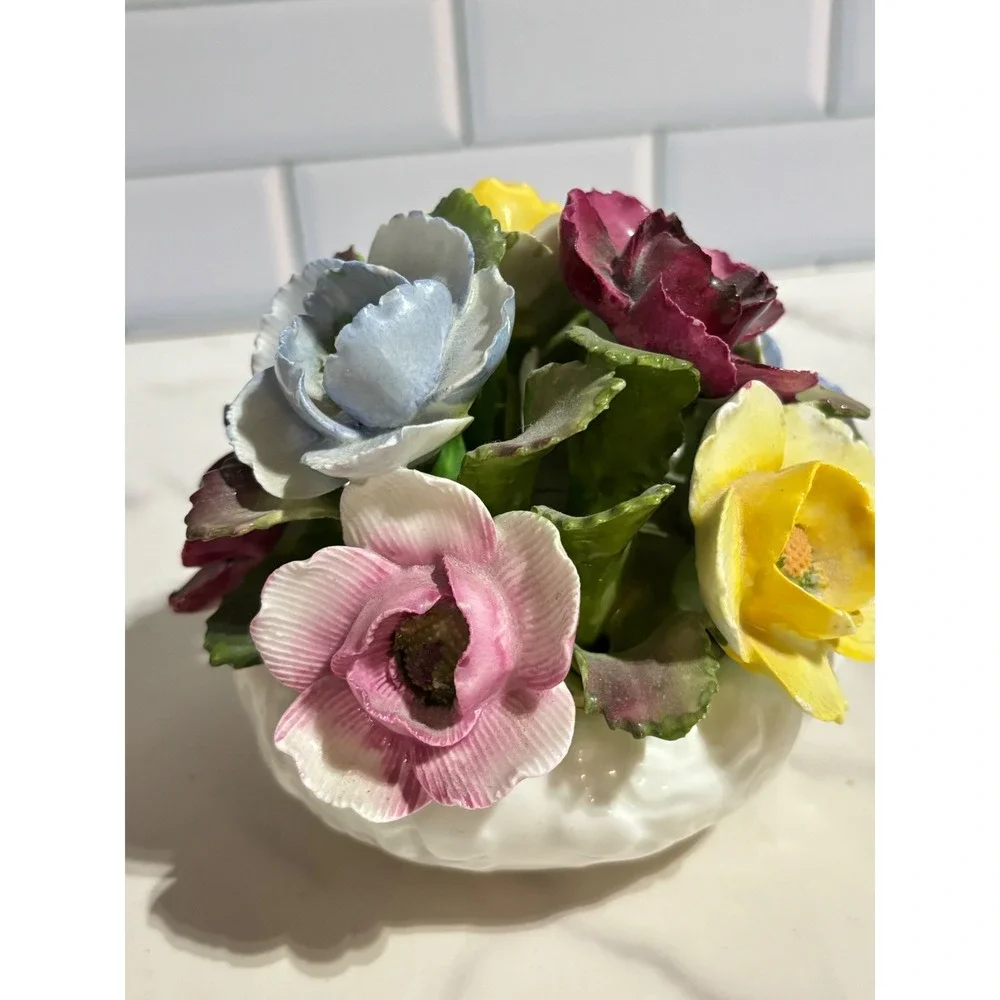 Vintage Aynsley England Bone China Flower Bouquet Figurine Hand Painted Floral